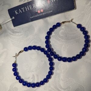 Katherine Way Cobalt Blue Beaded Hoop Earrings